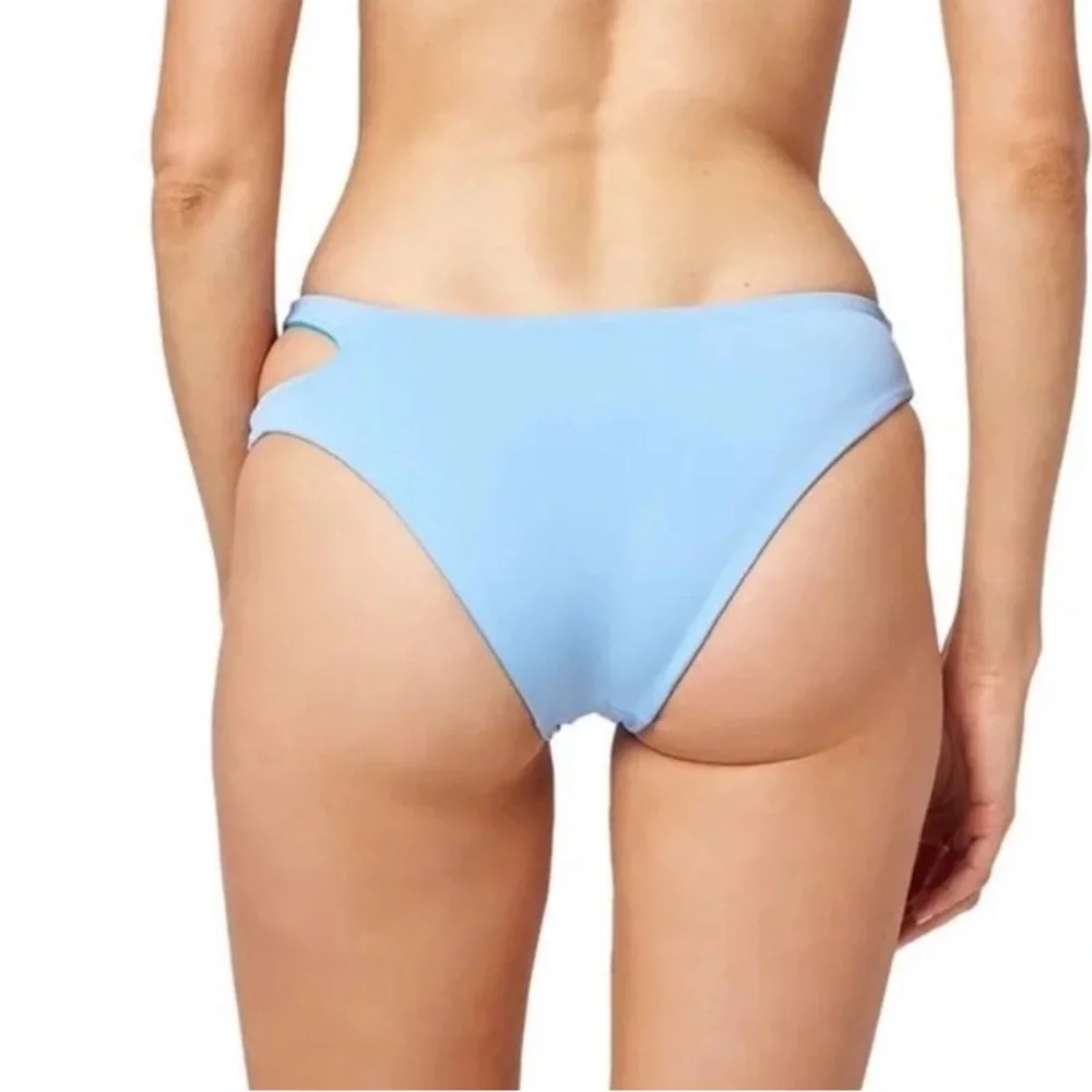 L*Space Breakers Bikini Bottoms Women's Size L Blue Reversible Double Strap‎